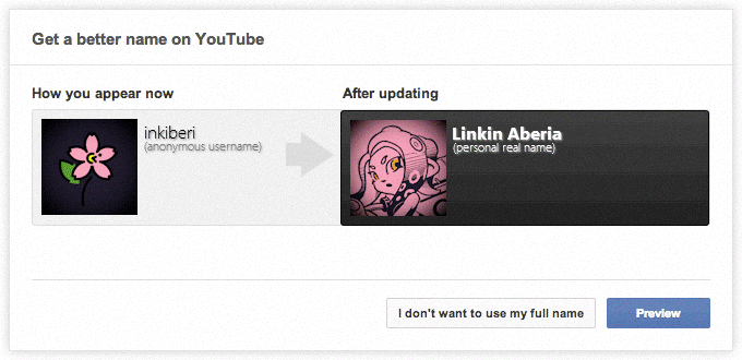 Re-created screenshot of the Google+ integration prompt.